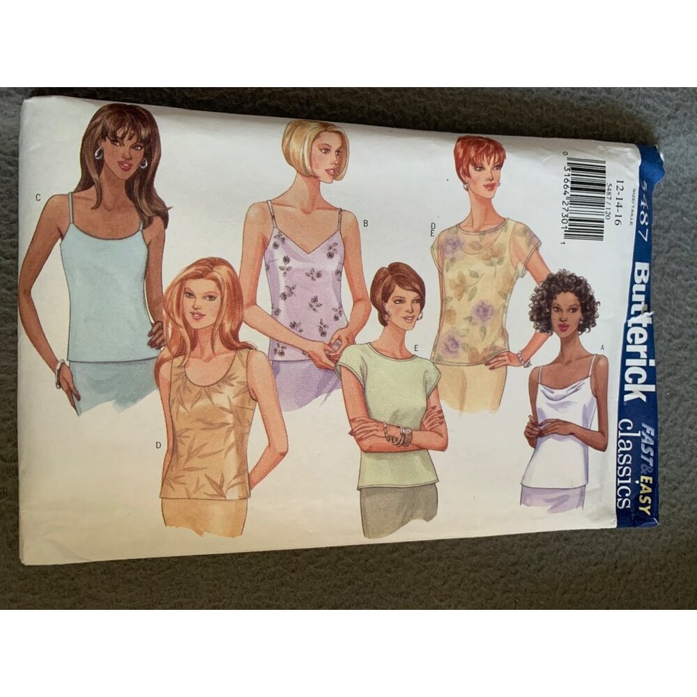 Butterick 5487 Fast & Easy Sewing Pattern Misses Shirt Size 12 14 16 1998